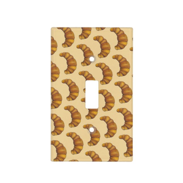 Buttery Flaky Hot Croissant Pastry French Food Light Switch Cover (Front)