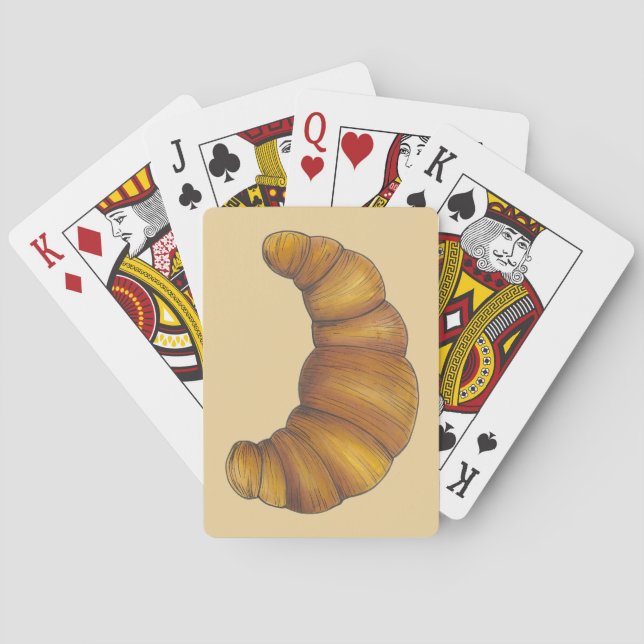 Buttery Flaky Hot Croissant Pastry French Food Poker Cards (Back)