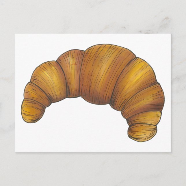 Buttery Flaky Hot Croissant Pastry French Food Postcard (Front)