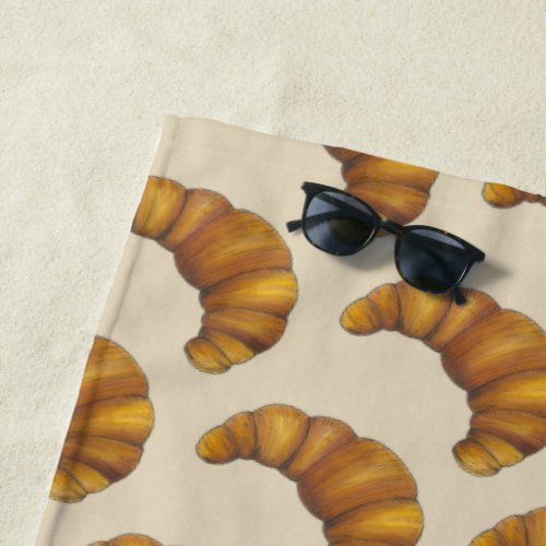 Buttery French Croissant Pastry Bakery Baked Goods Beach Towel