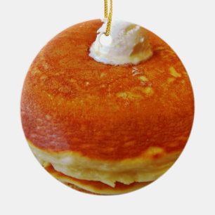 Buttery Pancakes Funny Gag Food Christmas Ceramic Ornament