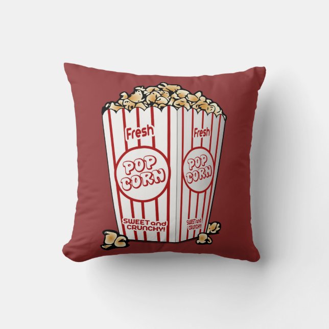 Buttery Popcorn Movie Fan Throw Pillow (Front)
