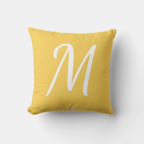 Buttery Yellow and White Monogram  Throw Pillow