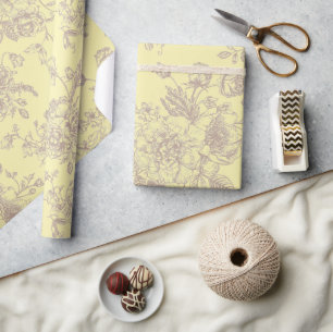 Buttery Yellow Chinoiserie Gift Wrapping Paper