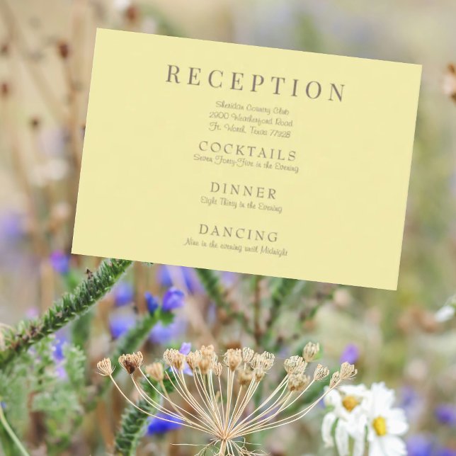 Buttery Yellow Elegant Wedding Reception Enclosure Card (Creator Uploaded)