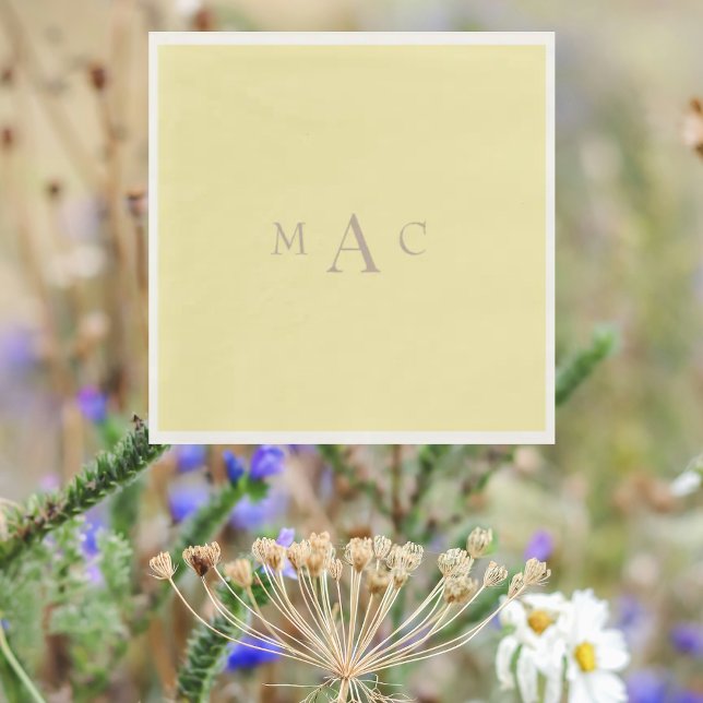 Buttery Yellow Monogram Wedding Cocktail Napkins (Creator Uploaded)