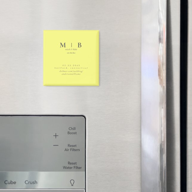 Buttery Yellow Monogram Wedding Save the Date  Magnet (In Situ (Fridge))