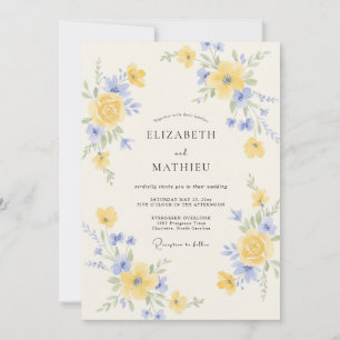 Buttery Yellow Whimsical Meadow Wedding Invitation