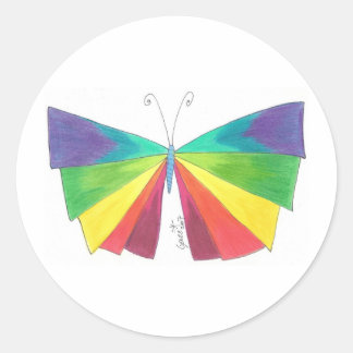 Butteryfly Rainbow Classic Round Sticker
