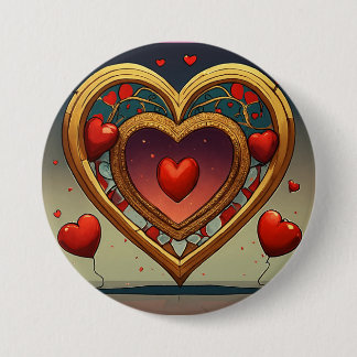 Buttom with printed golden heart image design  button