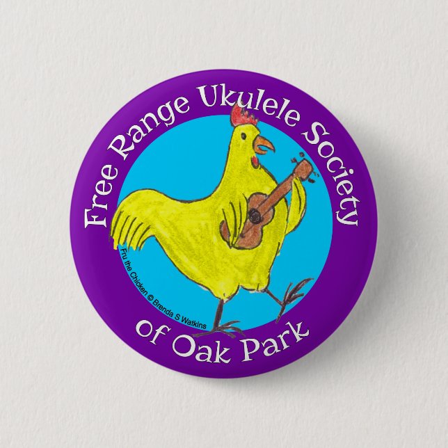 Button 2.5" Free Range Ukulele Society of Oak Park (Front)