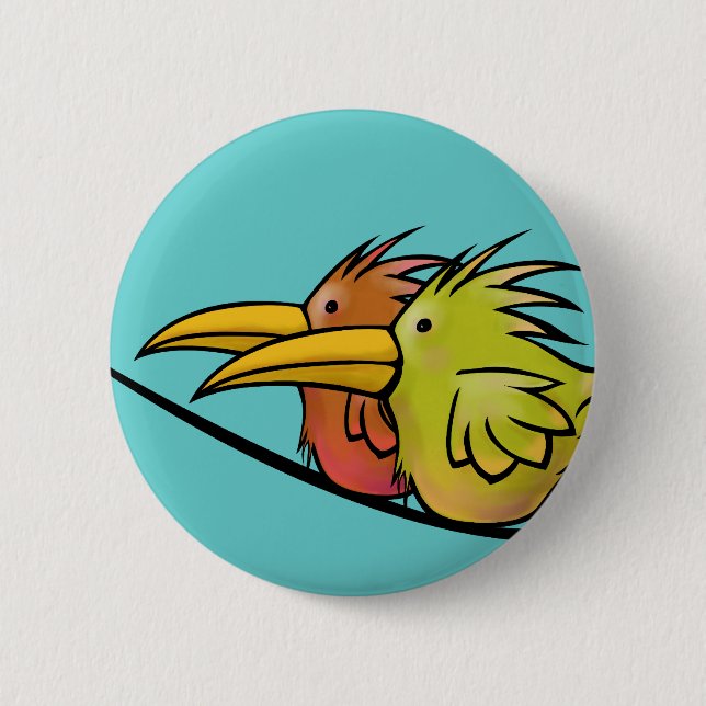 Button, 2 Birds on a Wire Pinback Button (Front)