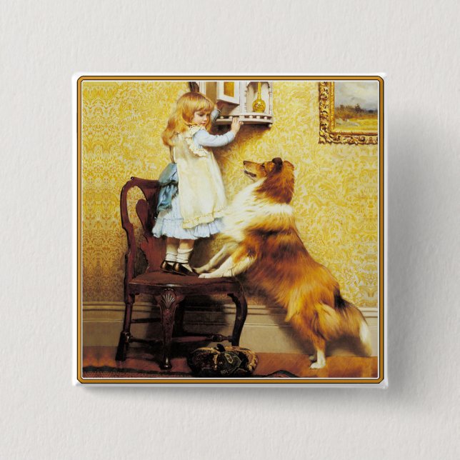 Button: A Special Pleader: Girl with Sheltie Button (Front)