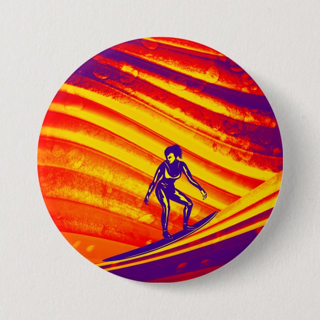 Button, Abstract Sunset Design Pinback Button (Front)