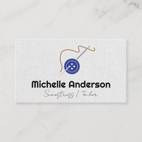 Button and Needle  Sewing Business Card