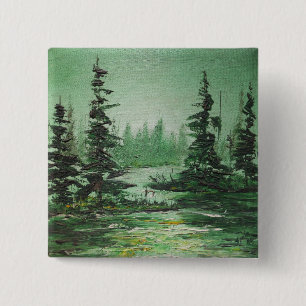 Button Ann Hayes Painting Green Forest