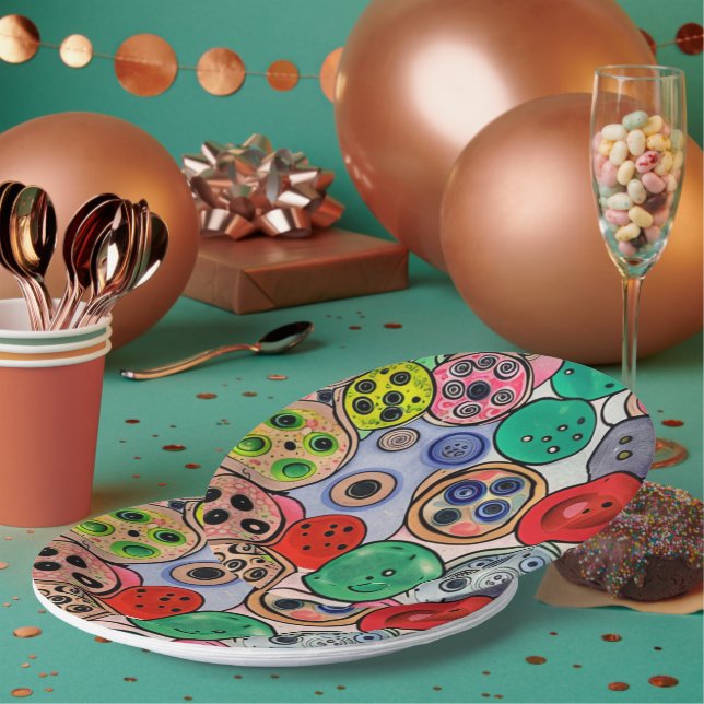 Button Art Paper Plates (Multi)