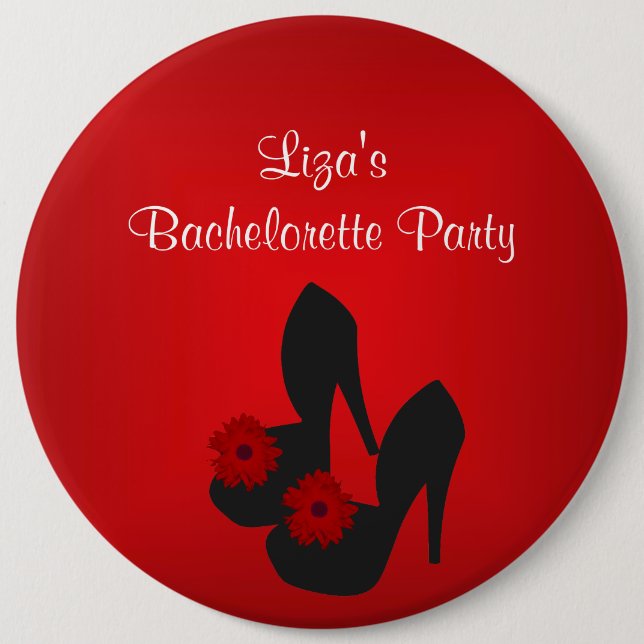Button Bachelorette Party Red Black Shoe (Front)
