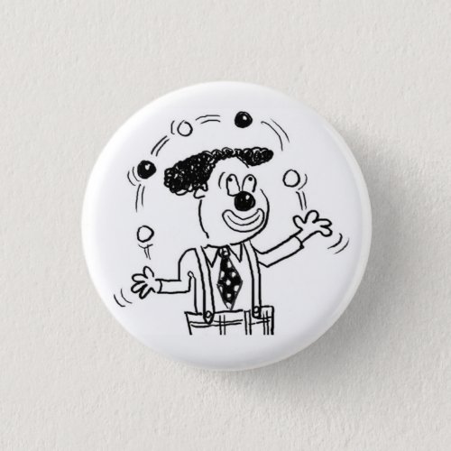 Button Badge with a Clown Juggler Juggling
