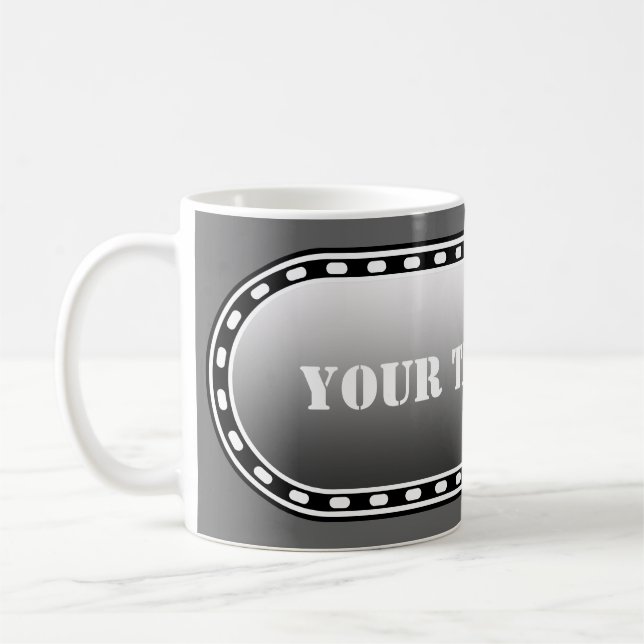 BUTTON BANNER black grey gradient + your text Coffee Mug (Left)