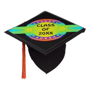 Button / Banner - Stars neon colored + your ideas Graduation Cap Topper