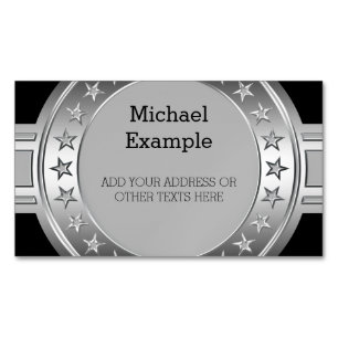 Button / Banner - Stars silver + your backgr Business Card Magnet