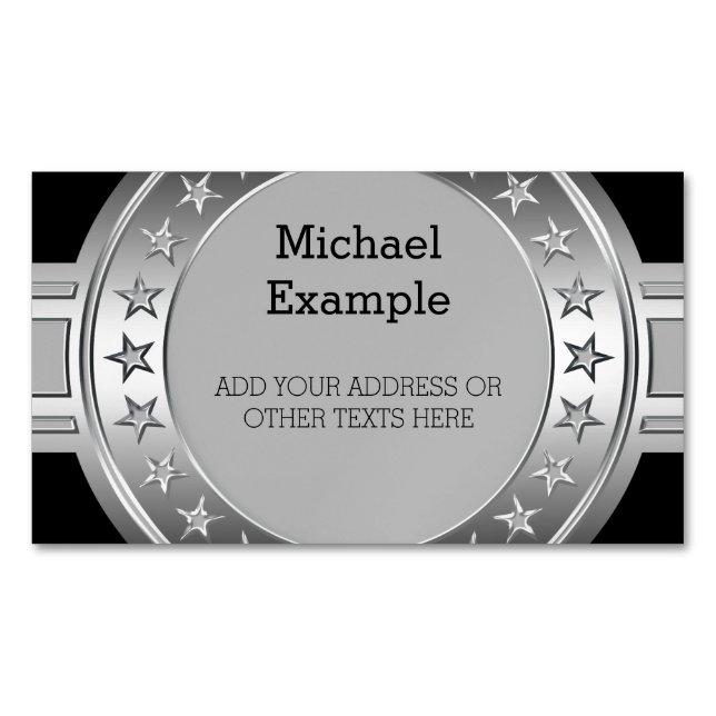 Button / Banner - Stars silver + your backgr Business Card Magnet (Front)