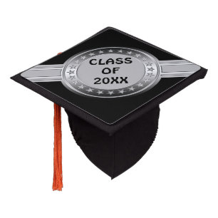 Button / Banner - Stars silver + your ideas Graduation Cap Topper