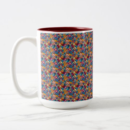 Button Blossoms A Vibrant Collection of Colorful  Two_Tone Coffee Mug