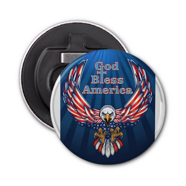 Button Bottle Opener American beautiful Eagle W (Front)