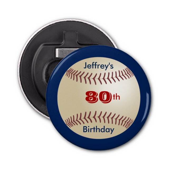 Button Bottle Opener Baseball Party Favor (Front)
