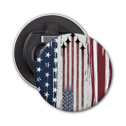 Button Bottle Opener grunge American Flag Aircraft