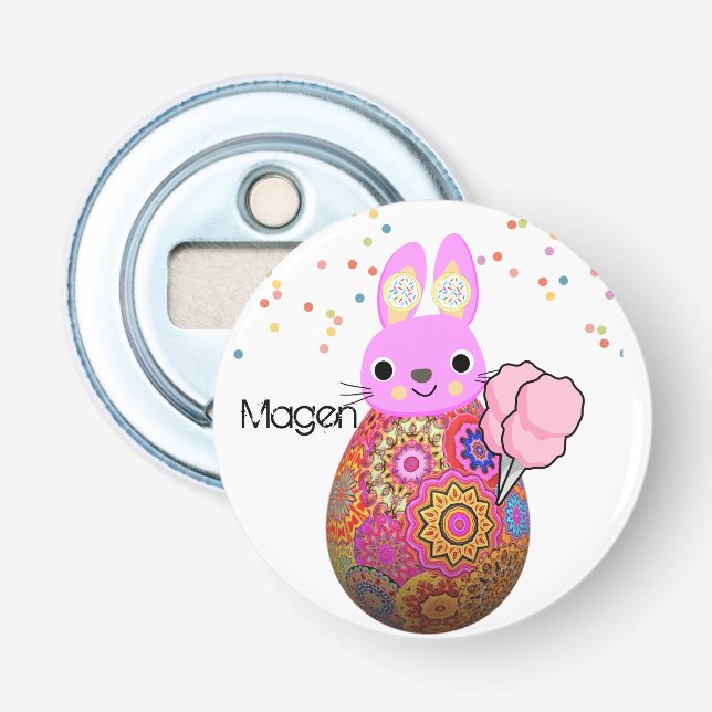 Button Bottle Opener Pink Rabbit Ice Cream (Front)