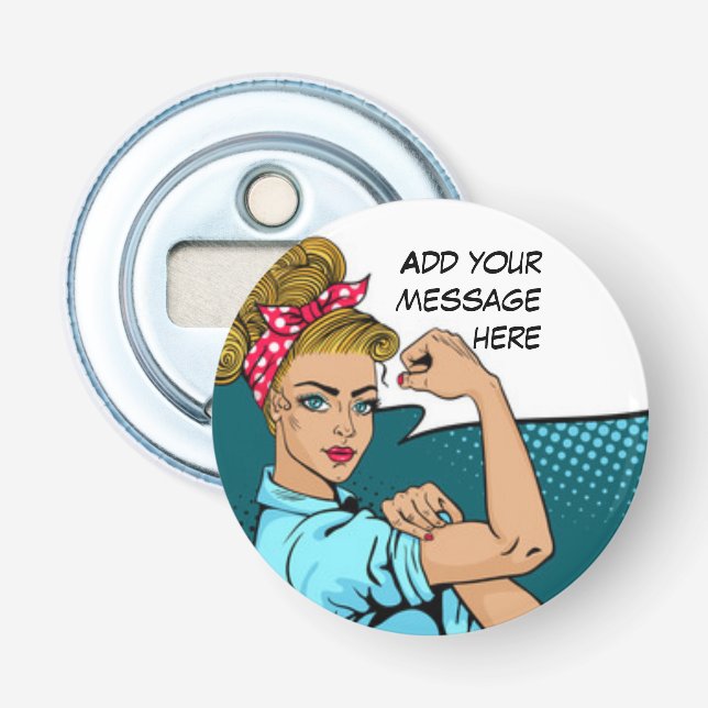 Button Bottle Opener - We Can Do It! Blonde (Front)
