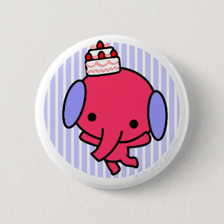 Button - Cake Elephant - Blue Stripes