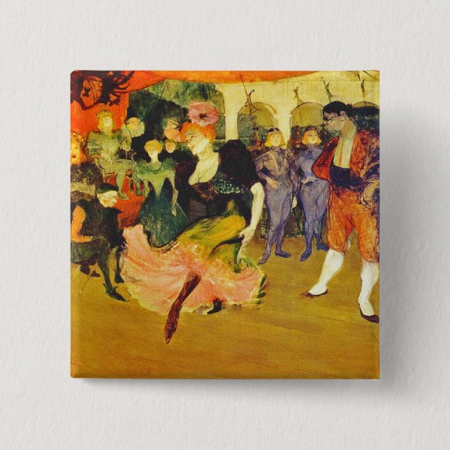Button:  Dancing the Bolero: Toulouse-Lautrec Pinback Button (Front)