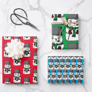 Button Eyed Snowman Wrapping Paper Sheets