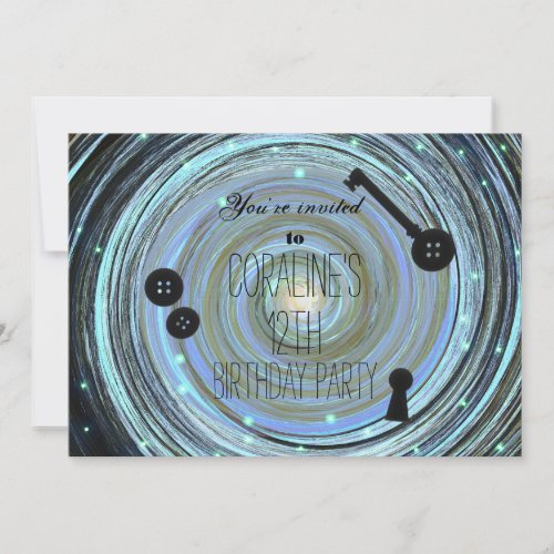 Button Eyes &amp; Skeleton Key Other World Party Invitation