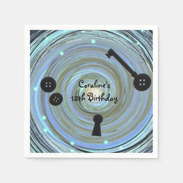 Button Eyes & Skeleton Key Other World Party Napkins (Front)