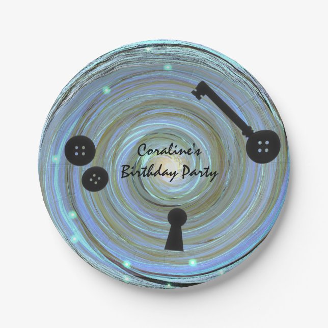 Button Eyes & Skeleton Key Other World Party Paper Plates (Front)