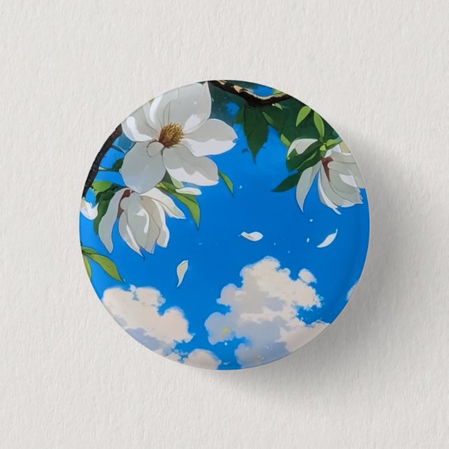 Button--Floral Series White Magnolia Button (Front)