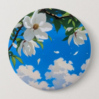 Button--Floral Series White Magnolia Button