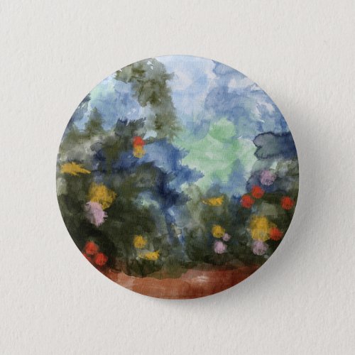 Button Flowered Path Watercolor Button