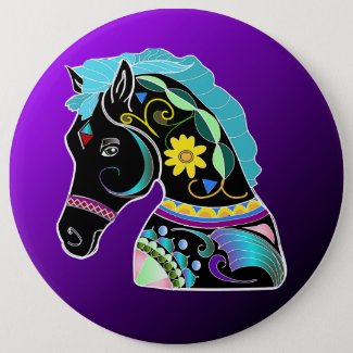 Button Fun; Purple with a Carousel Horse