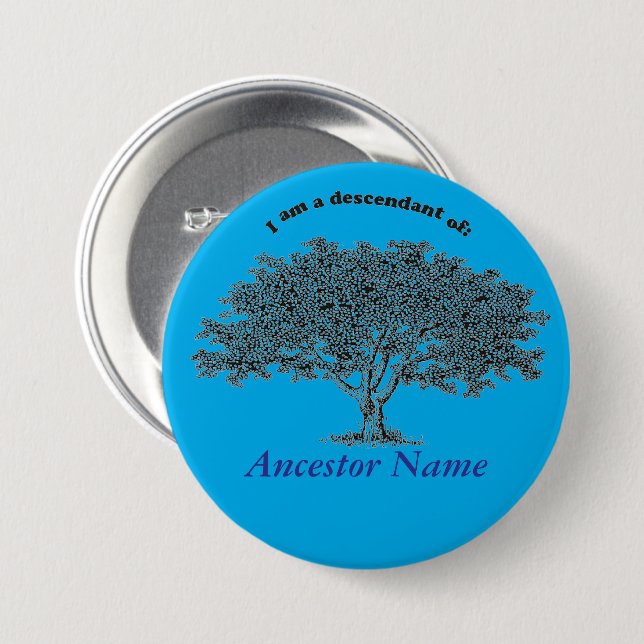 Button - Genealogy Tree on Blue (Front & Back)