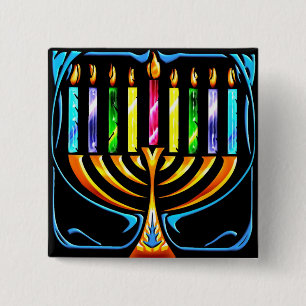 Button: Hanukkah Menorah - Chanukah Menorah Pinback Button