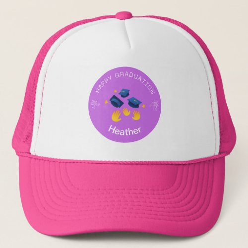 Button _ Happy Graduation Personalize _ Add name Trucker Hat