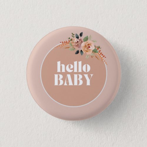 Button Hello Baby Boho Modern Baby Shower badge  Button