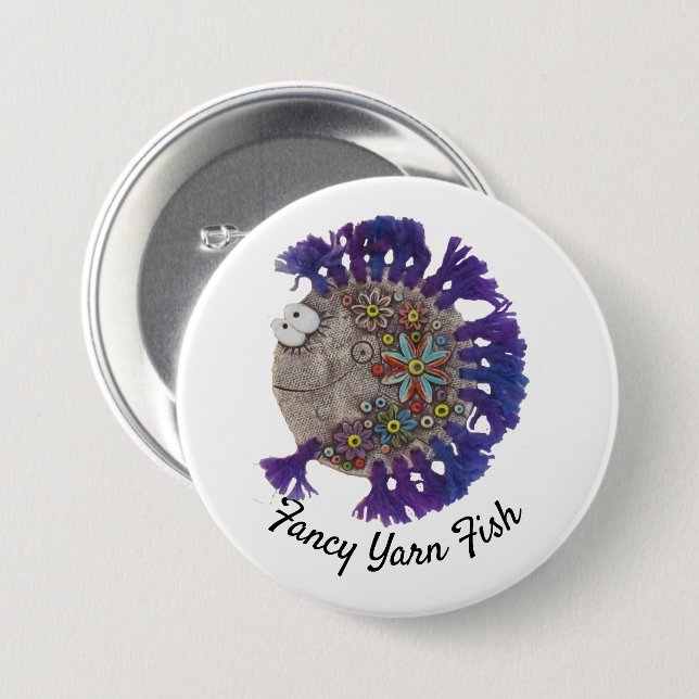Button - Hippy Fish with Purple Fins (Front & Back)