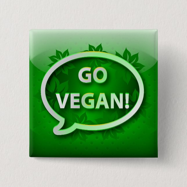Button icon green GO VEGAN (Front)